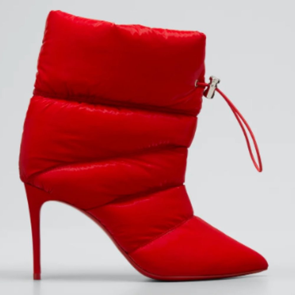 CHRISTIAN LOUBOUTIN Astro Puffer Red Sole Stiletto Booties